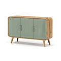 **Moderne Dressoir van Hout met Groene Lades en Retro Poten**