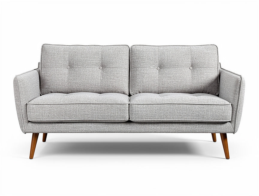 **Technische titel in het Nederlands: Modulaire grijze bank met houten poten**